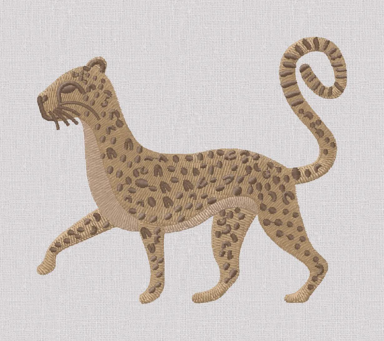 Walking Cheetah Embroidery Design: (4x4 Hoop, Instant Download, 10 Formats)