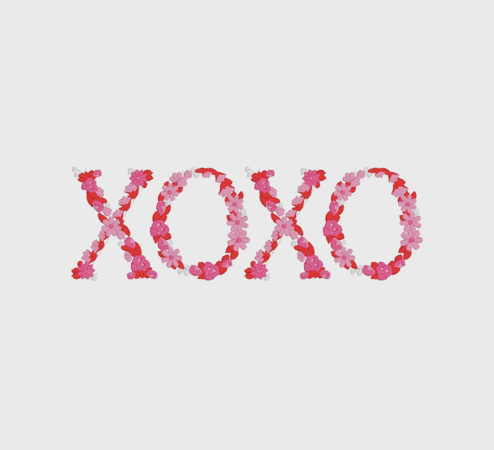 Floral XOXO Embroidery Design: Valentine's Day File (Instant Download)
