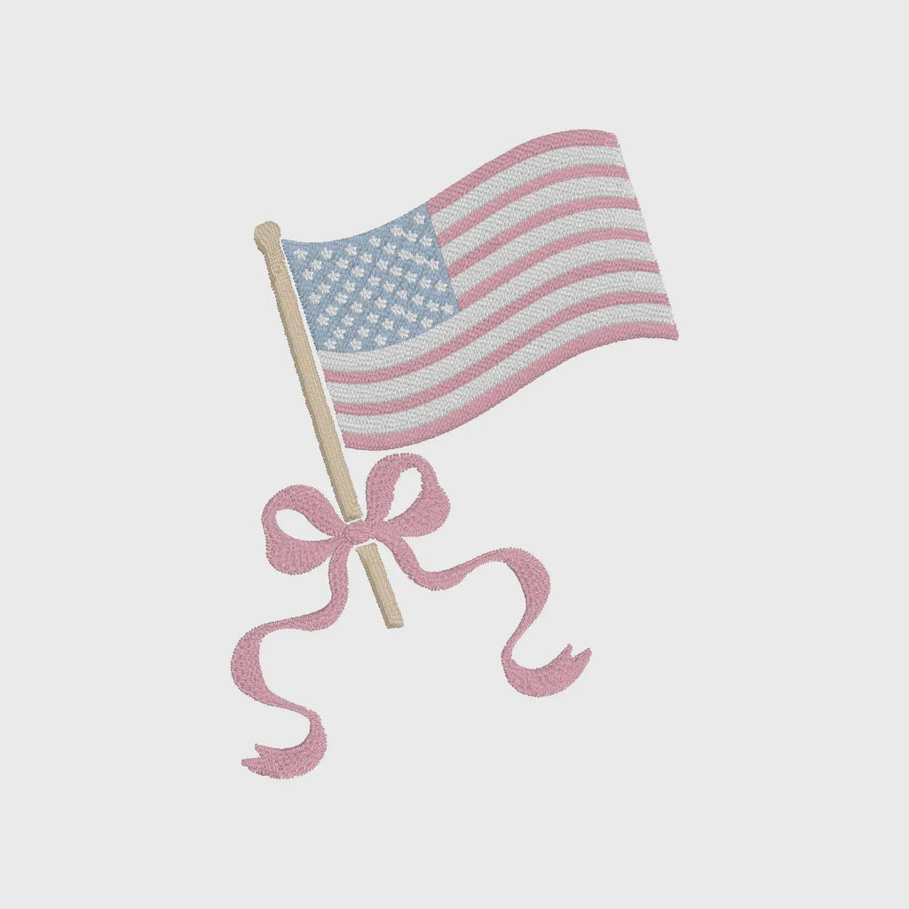 American Flag Coquette Bow Embroidery File: 10 Formats (Digital Download)