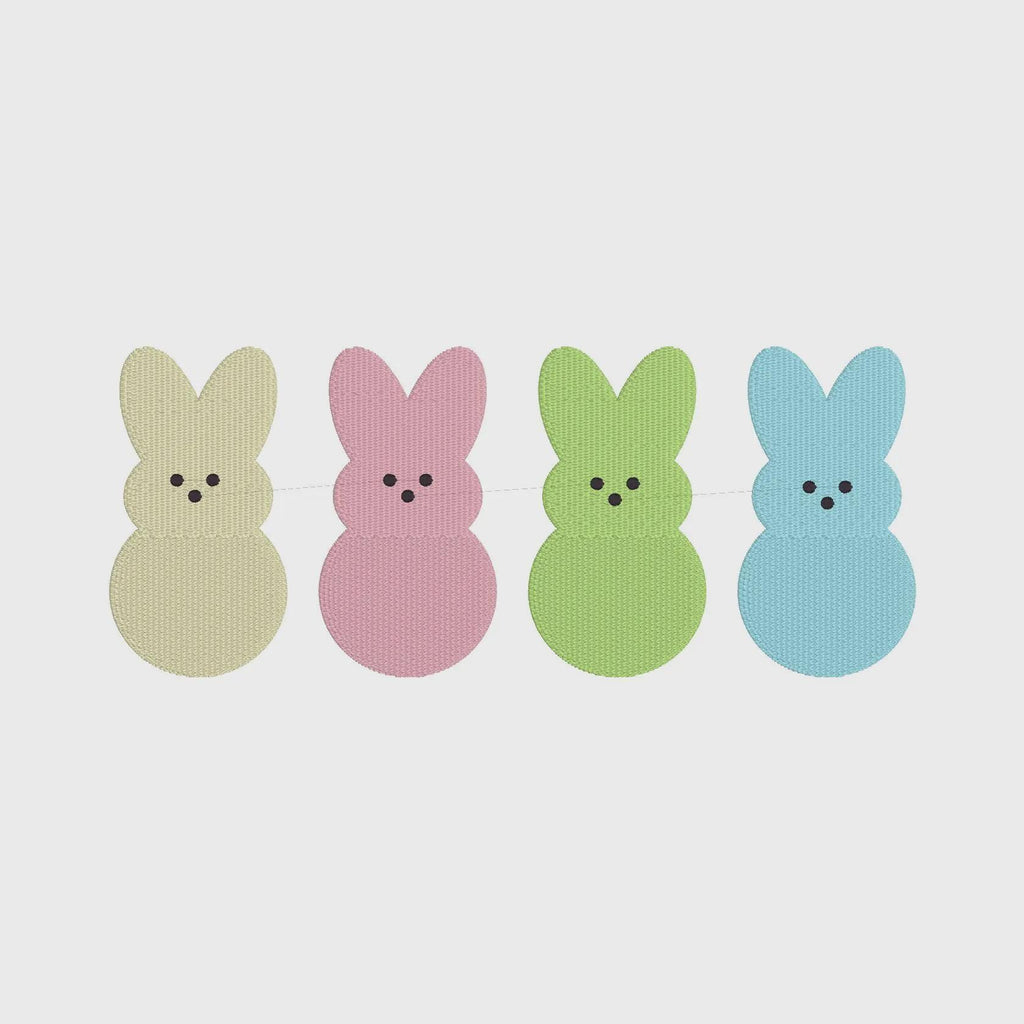 2 Sizes Bundle 4 Easter Peeps Candy Bunnies Embroidery Design Download