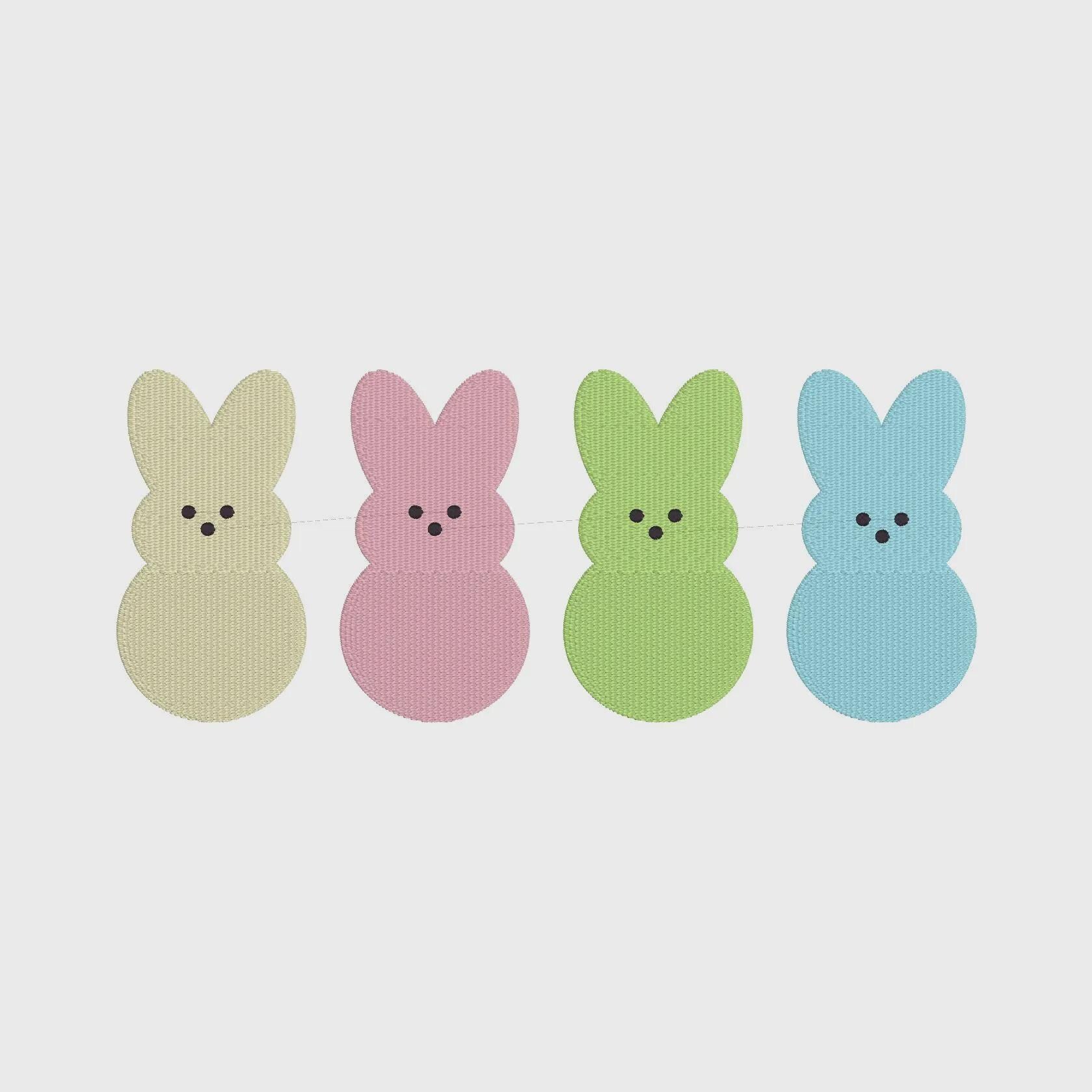 2 Sizes Bundle 4 Easter Peeps Candy Bunnies Embroidery Design Download