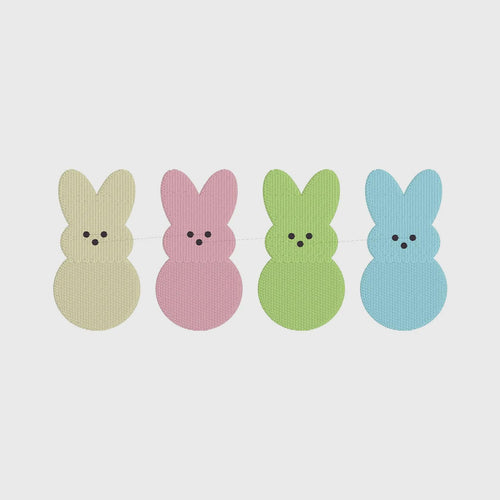 2 Sizes Bundle 4 Easter Peeps Candy Bunnies Embroidery Design Download