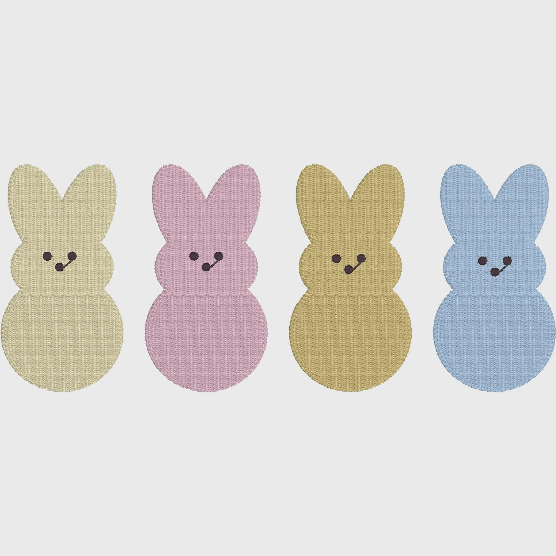 2 Sizes Bundle 4 Easter Peeps Candy Bunnies Embroidery Design Download