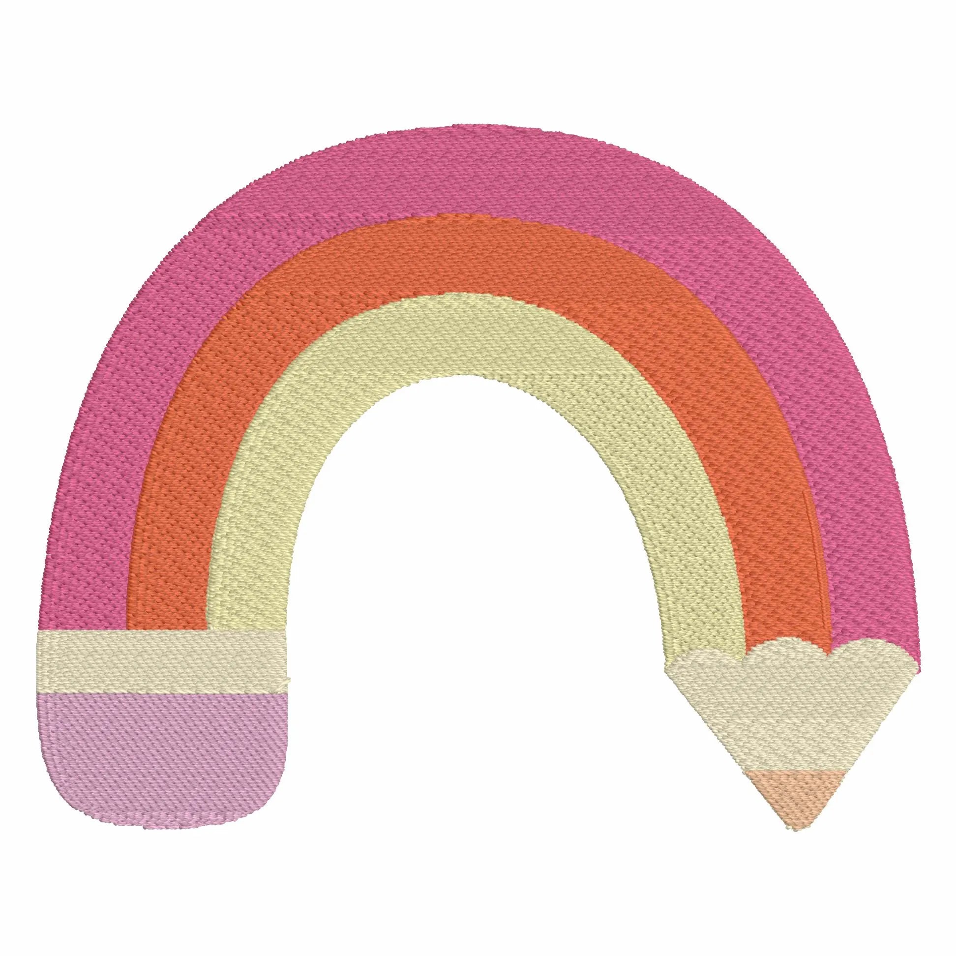 Rainbow Pencil Embroidery Design: Children's Stitch (10 Formats)