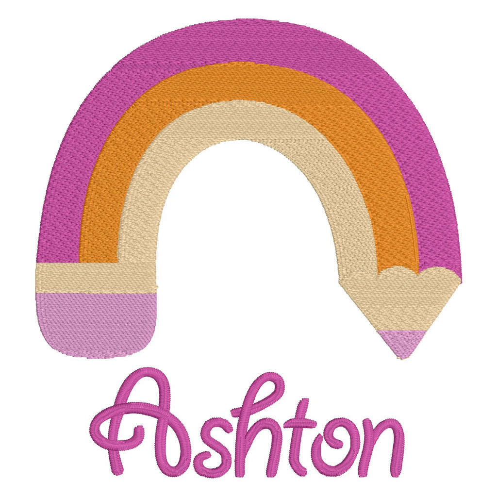 Rainbow Pencil Embroidery Design: Children's Stitch (10 Formats)