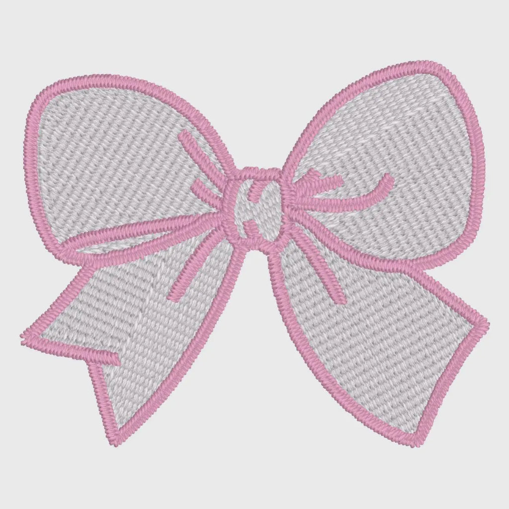 Coquette Bow Embroidery Design: Monogram Topper, 10 Sew Formats (2" Instant Download)
