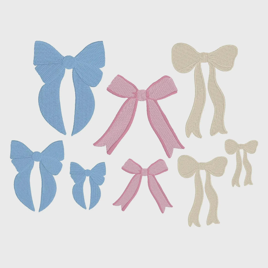 Coquette Bow Embroidery Design: Monogram Toppers Bundle (10 Sew Formats, Instant Download)