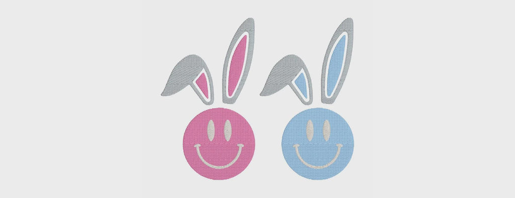 Bunny Ears Smiley Face Embroidery File Bundle (Instant Download)