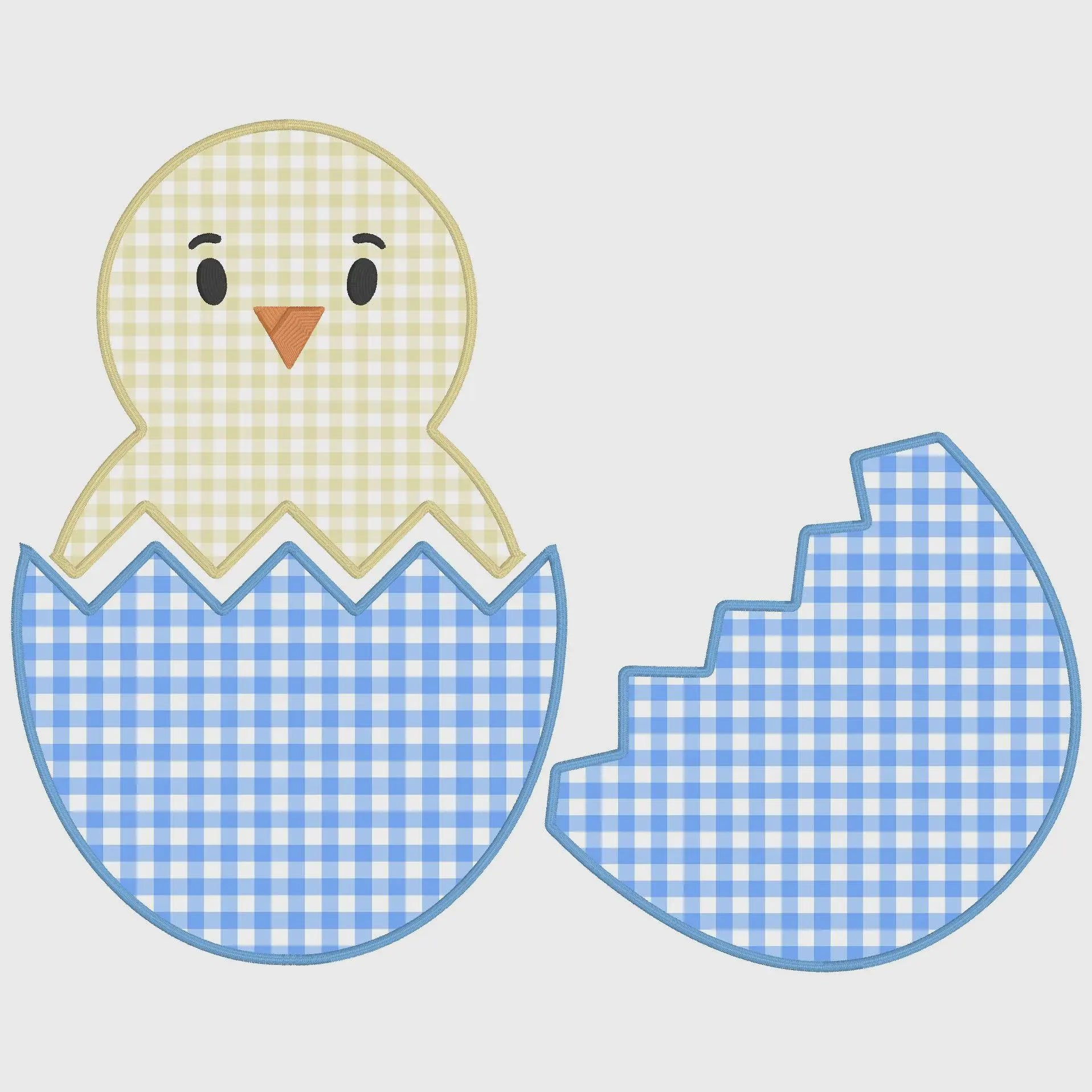 Design & Name Bundle: Cracked Egg Applique, Easter Chick Font Bundle (2 Sizes, Digital Download)