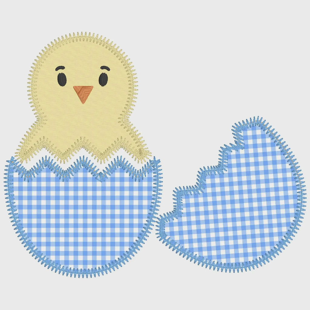 Design & Name Bundle: Cracked Egg Applique, Easter Chick Font Bundle (2 Sizes, Digital Download)