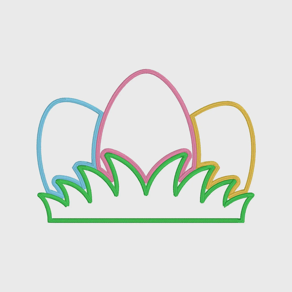 Easter Eggs & Grass Appliqué Embroidery Design (2 Sizes, Digital Download)
