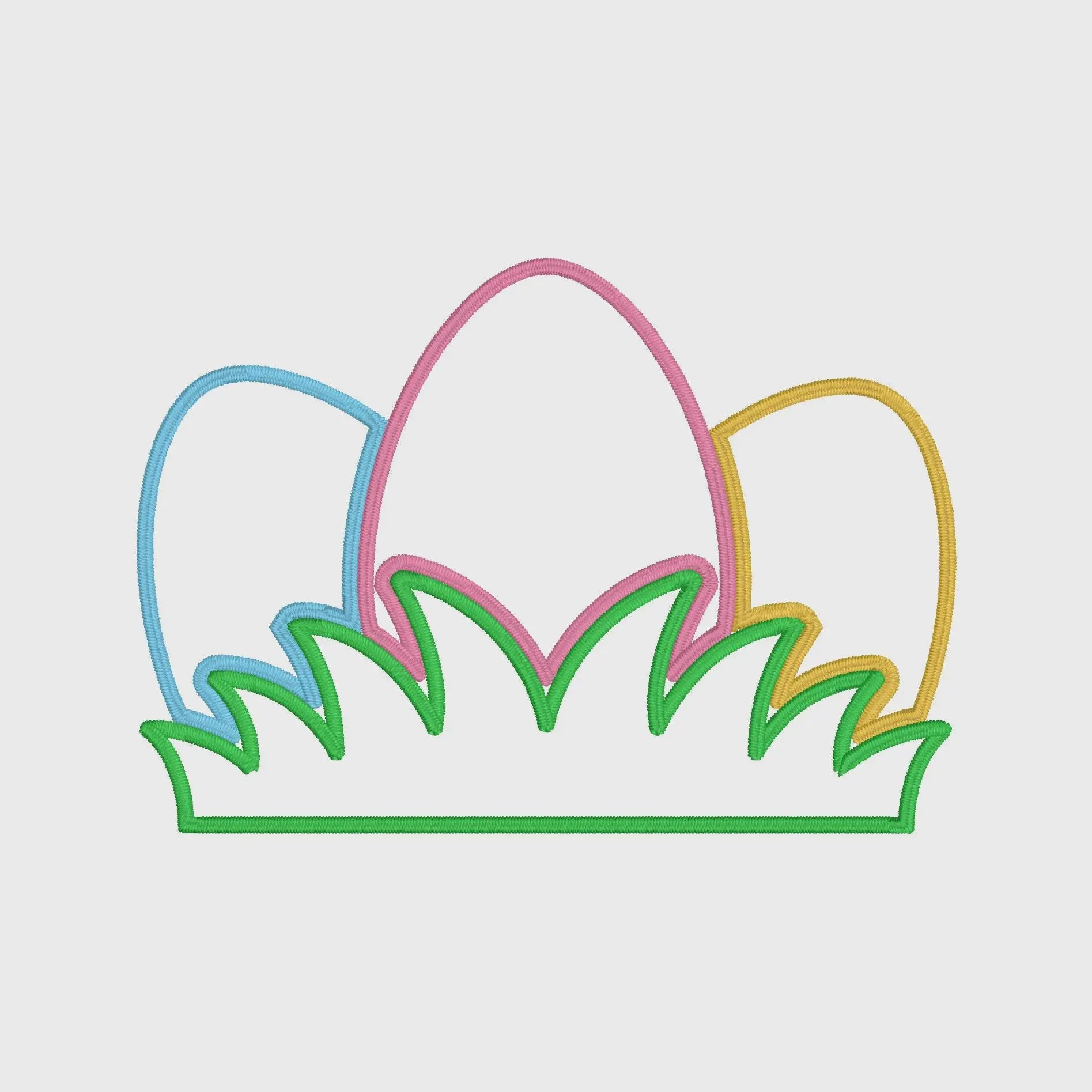 Easter Eggs & Grass Appliqué Embroidery Design (2 Sizes, Digital Download)
