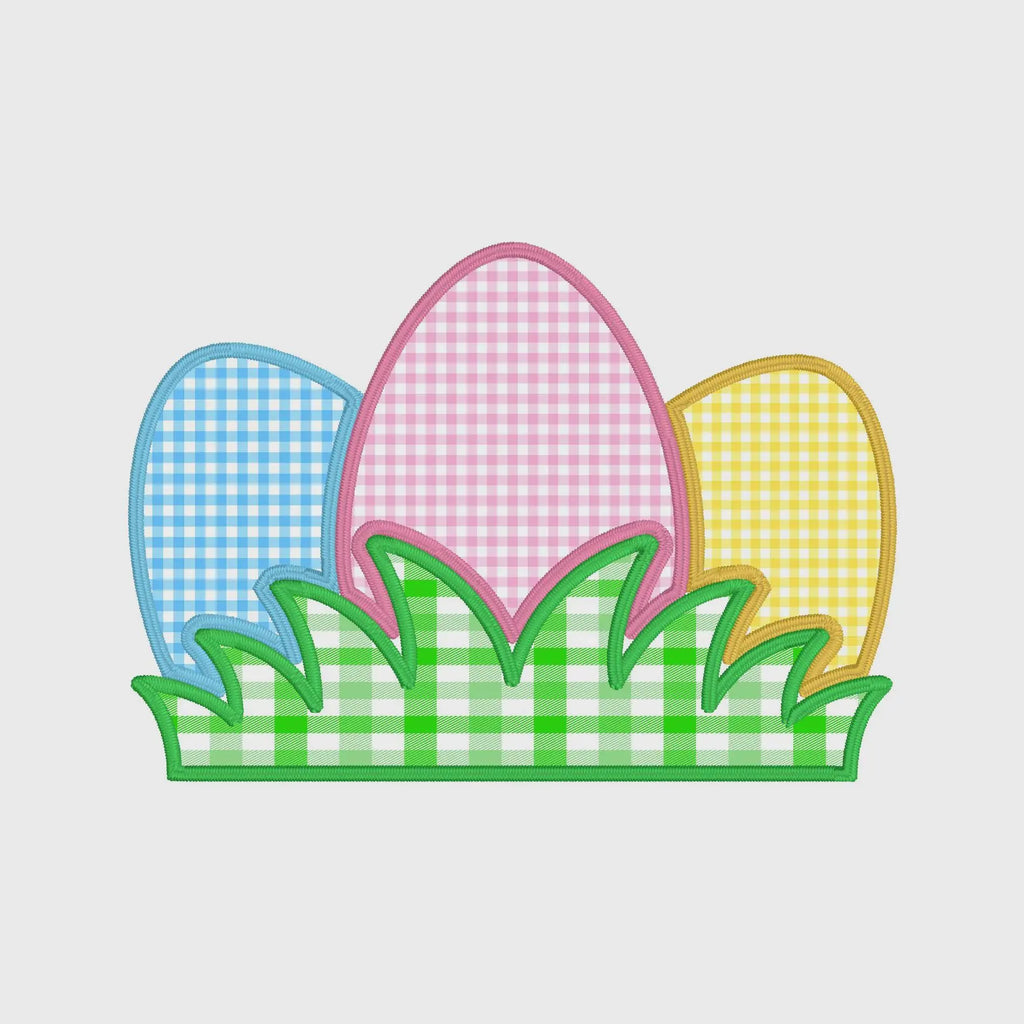 Easter Eggs & Grass Appliqué Embroidery Design (2 Sizes, Digital Download)
