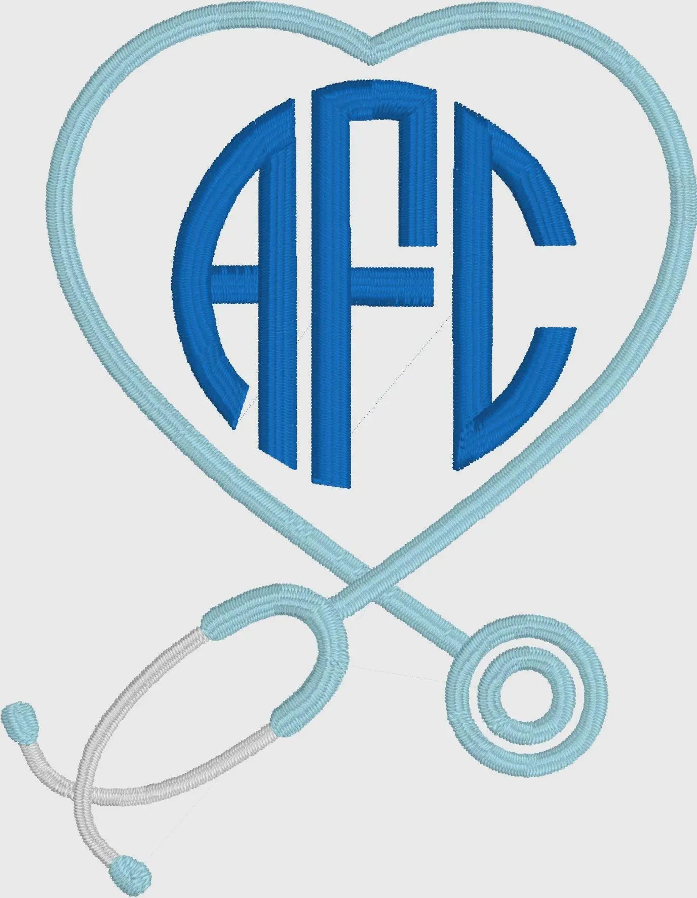 Stethoscope Nurse Monogram Embroidery File + .bx Circle Font (Digital Download)