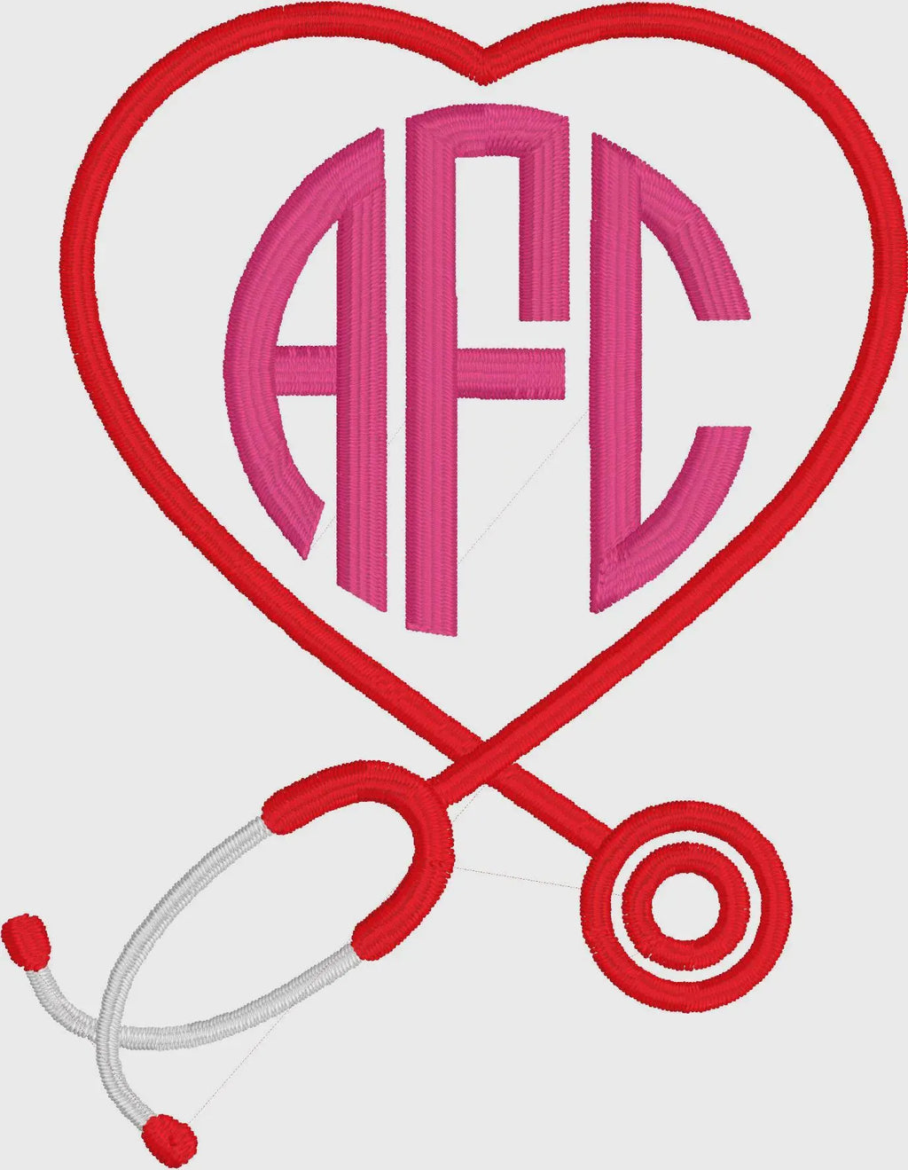 Stethoscope Nurse Monogram Embroidery File + .bx Circle Font (Digital Download)