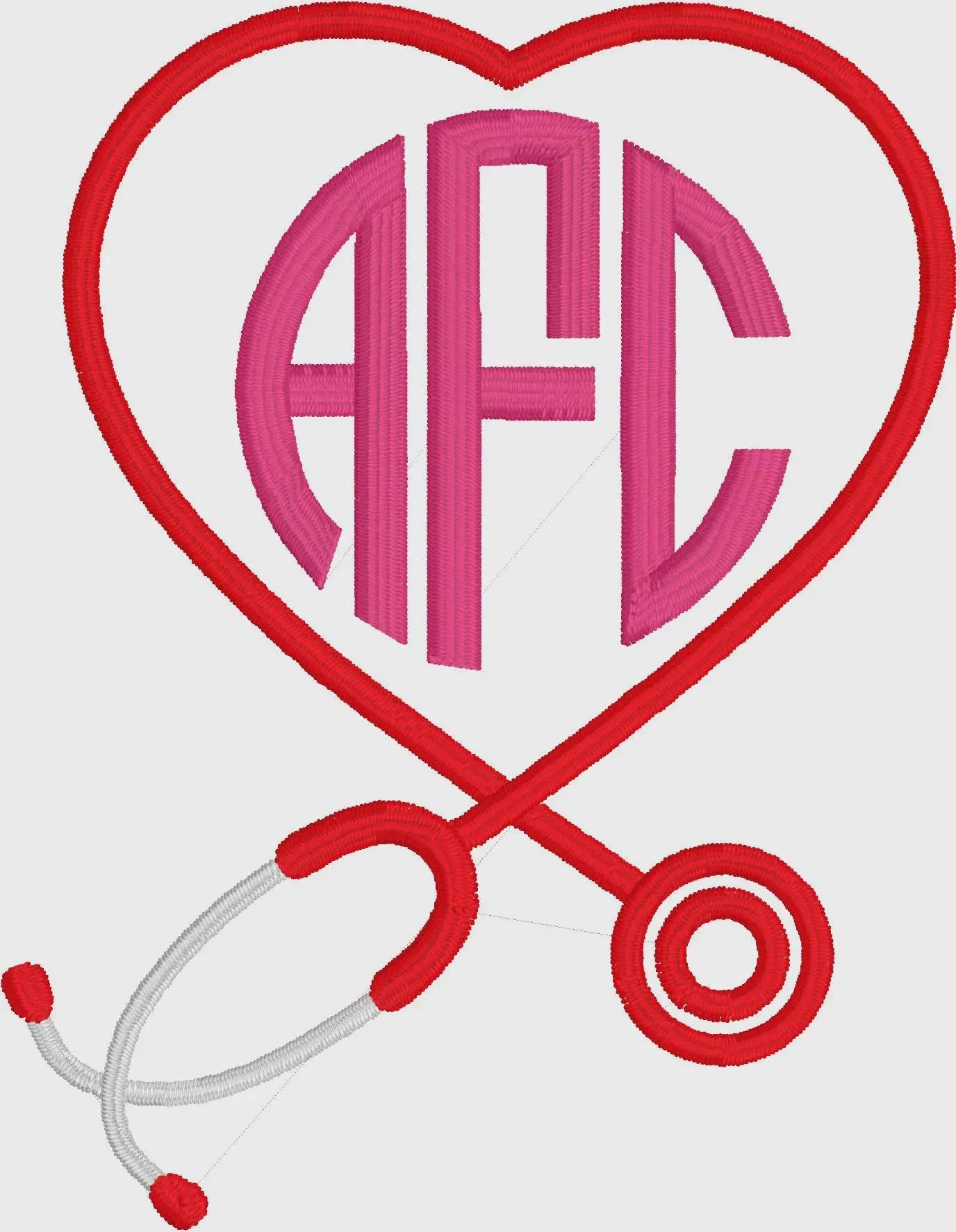 Stethoscope Nurse Monogram Embroidery File + .bx Circle Font (Digital Download)