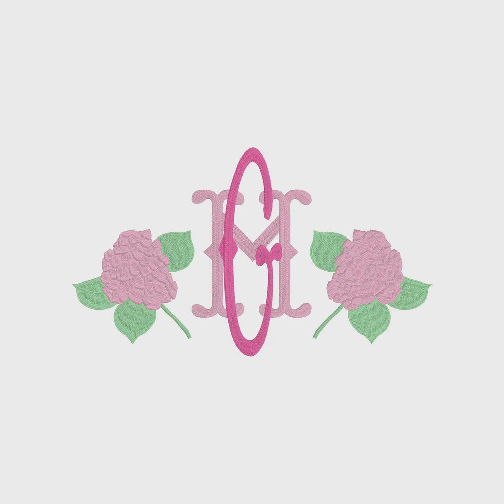 Hydrangea Monogram Embroidery Frame: 9.5" and 4" (Digital Download, Multiple Formats)