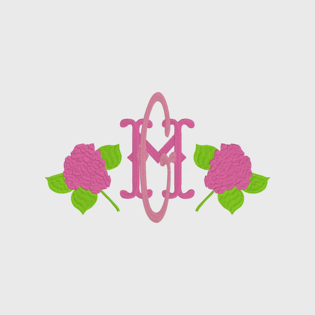 Hydrangea Monogram Embroidery Frame: 9.5" and 4" (Digital Download, Multiple Formats)