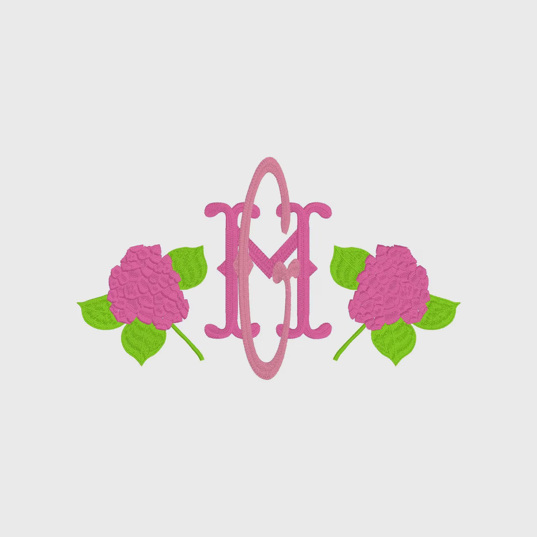 Hydrangea Monogram Embroidery Frame: 9.5" and 4" (Digital Download, Multiple Formats)