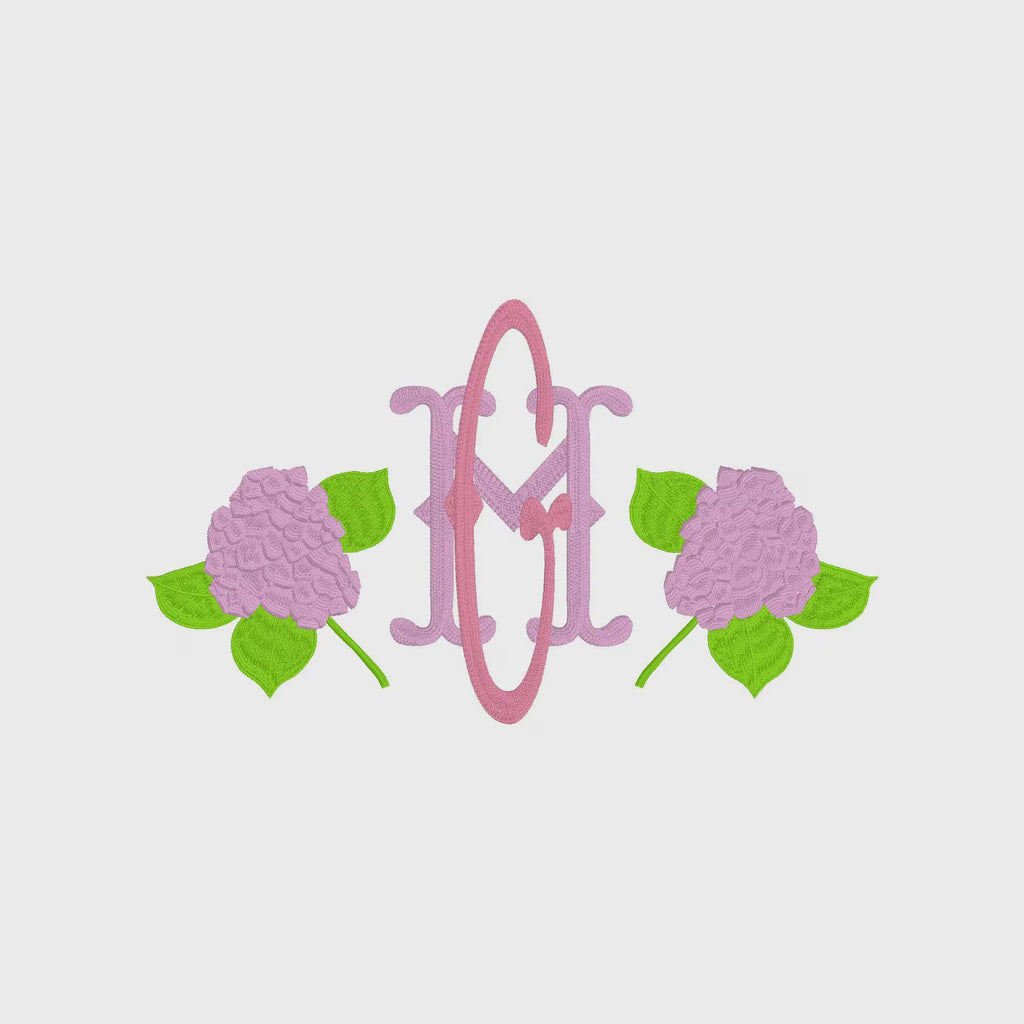 Hydrangea Monogram Embroidery Frame: 9.5" and 4" (Digital Download, Multiple Formats)