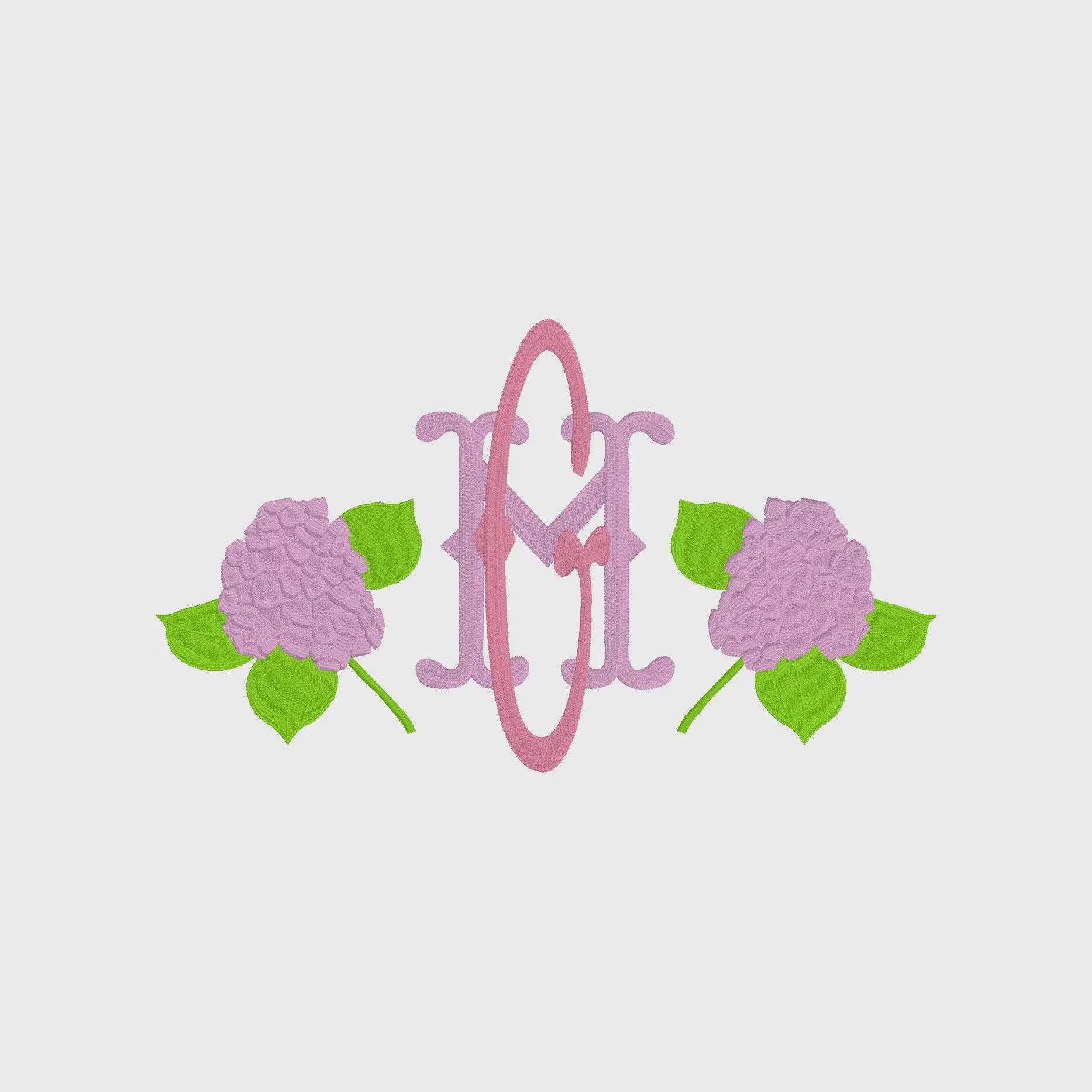 Hydrangea Monogram Embroidery Frame: 9.5" and 4" (Digital Download, Multiple Formats)