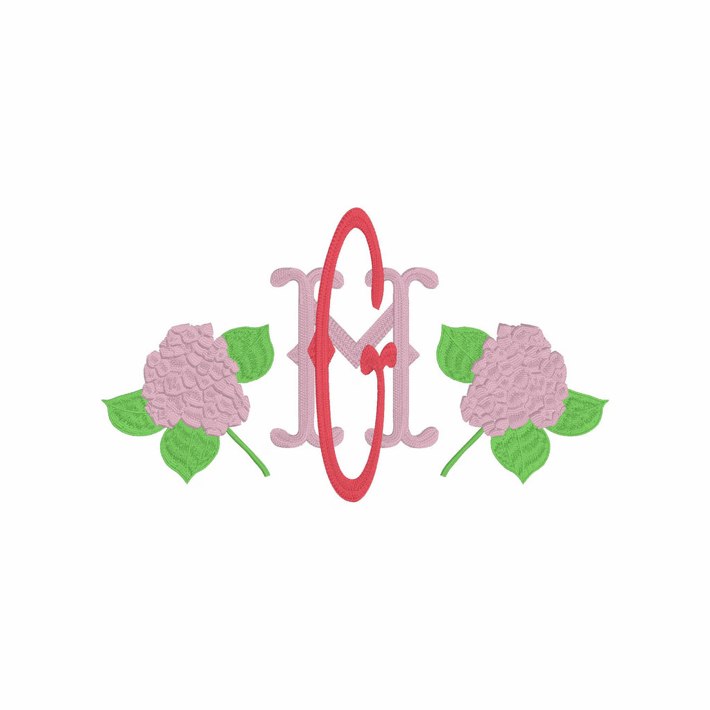Hydrangea Monogram Embroidery Frame: 9.5" and 4" (Digital Download, Multiple Formats)