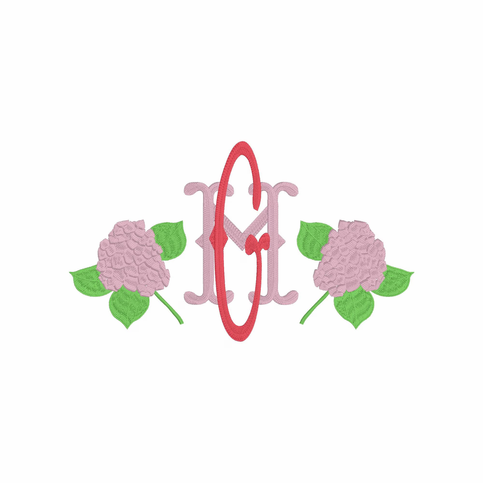 Hydrangea Monogram Embroidery Frame: 9.5" and 4" (Digital Download, Multiple Formats)