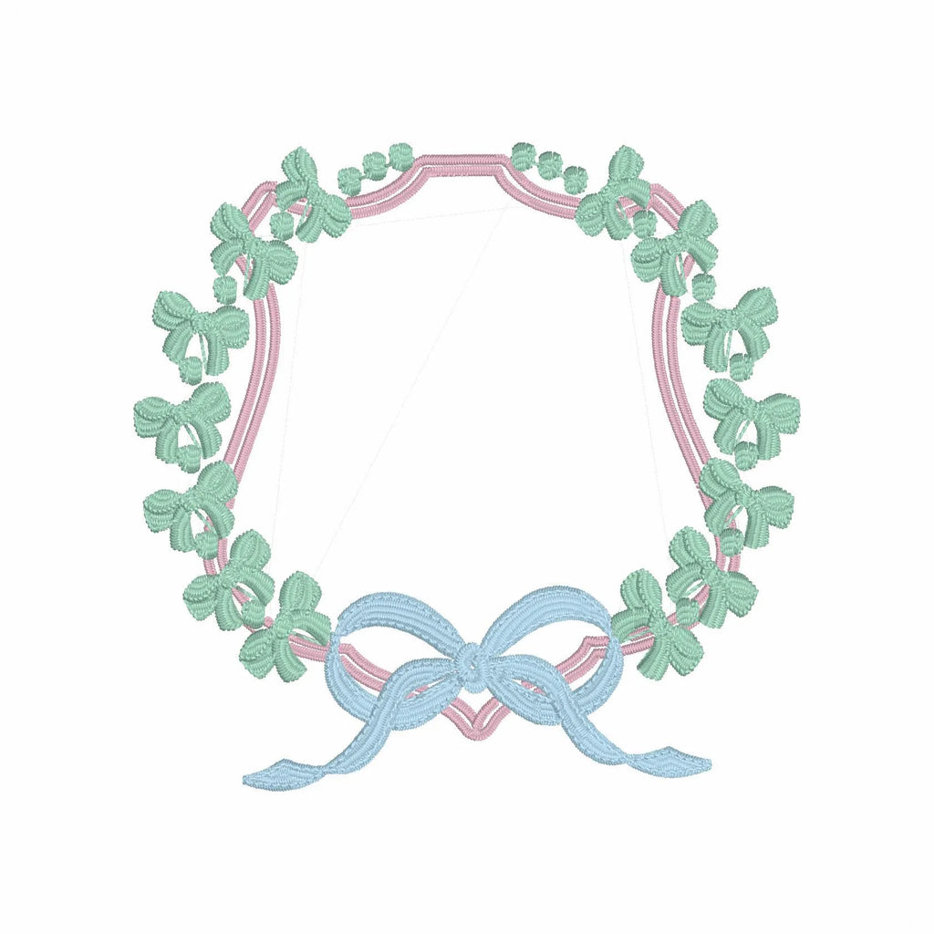 Coquette Embroidery File: Bow Wreath Monogram Frame (Digital Download)