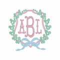 Coquette Embroidery File: Bow Wreath Monogram Frame (Digital Download)