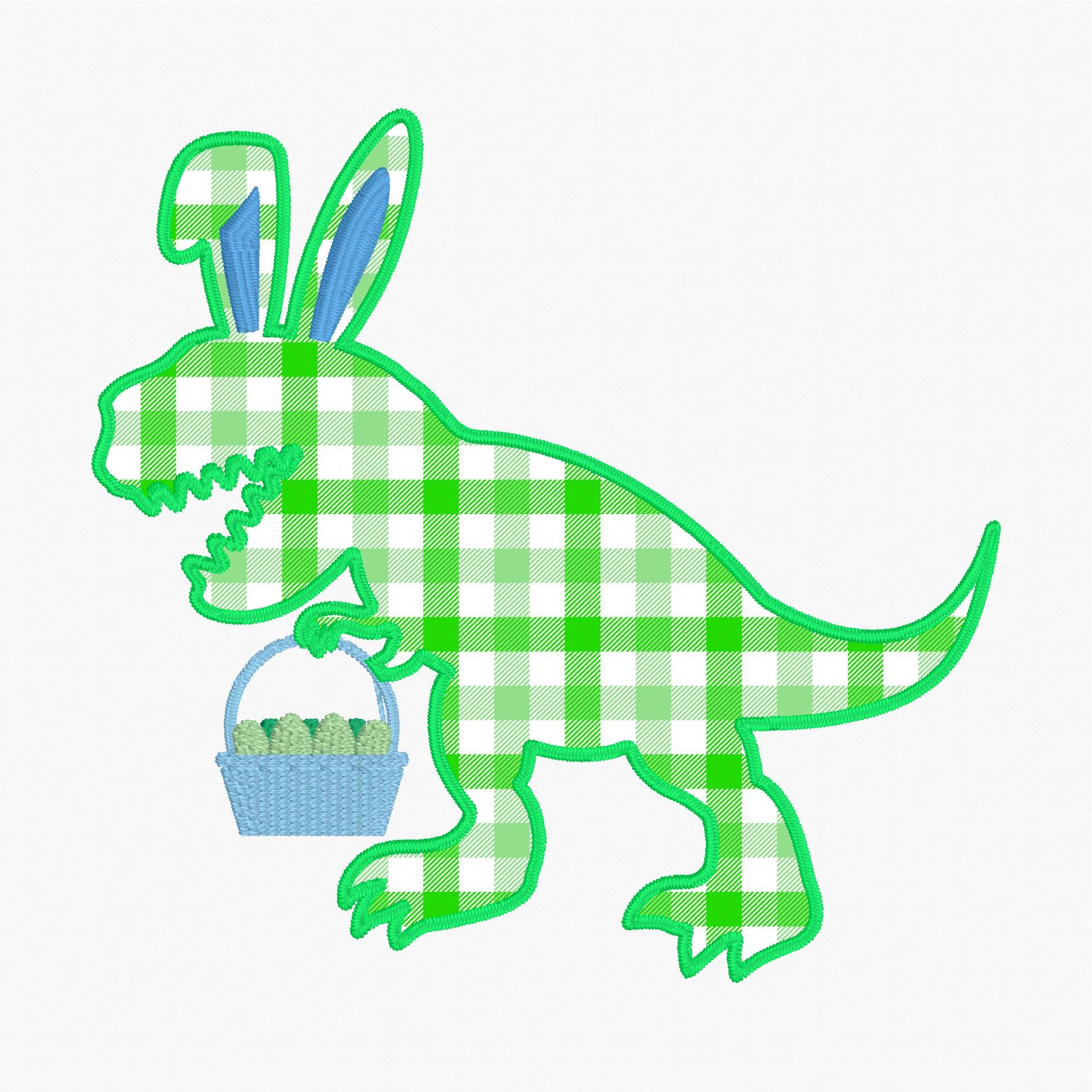 Dinosaur Easter Bunny Children's Appliqué Embroidery Design 9 Format Files Instant Download