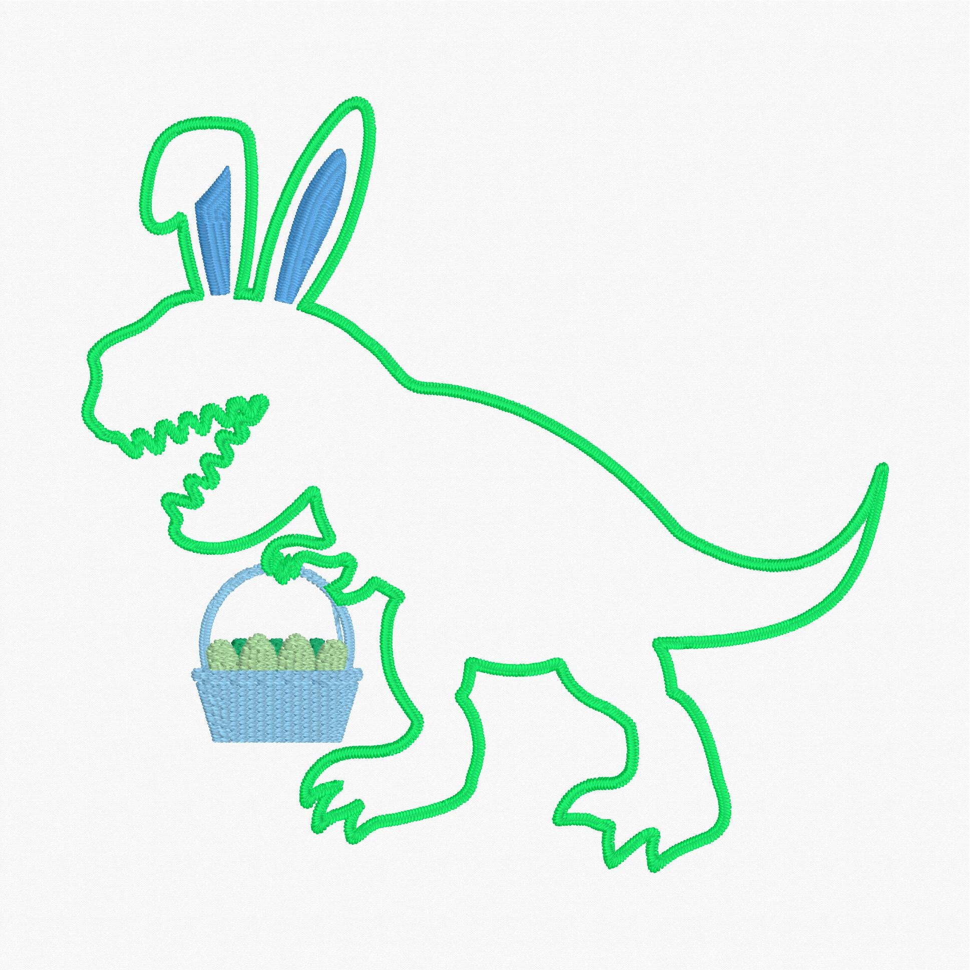 Dinosaur Easter Bunny Children's Appliqué Embroidery Design 9 Format Files Instant Download