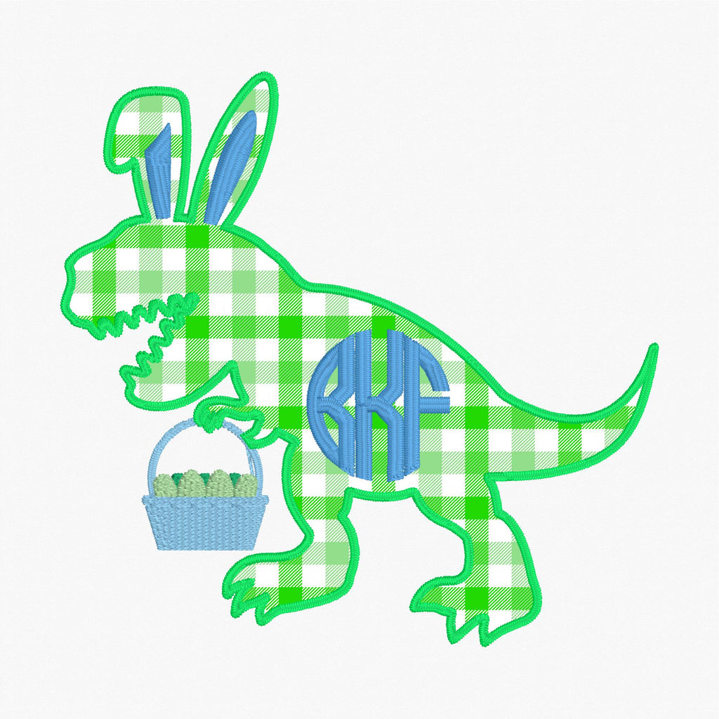 Dinosaur Easter Bunny Children's Appliqué Embroidery Design 9 Format Files Instant Download
