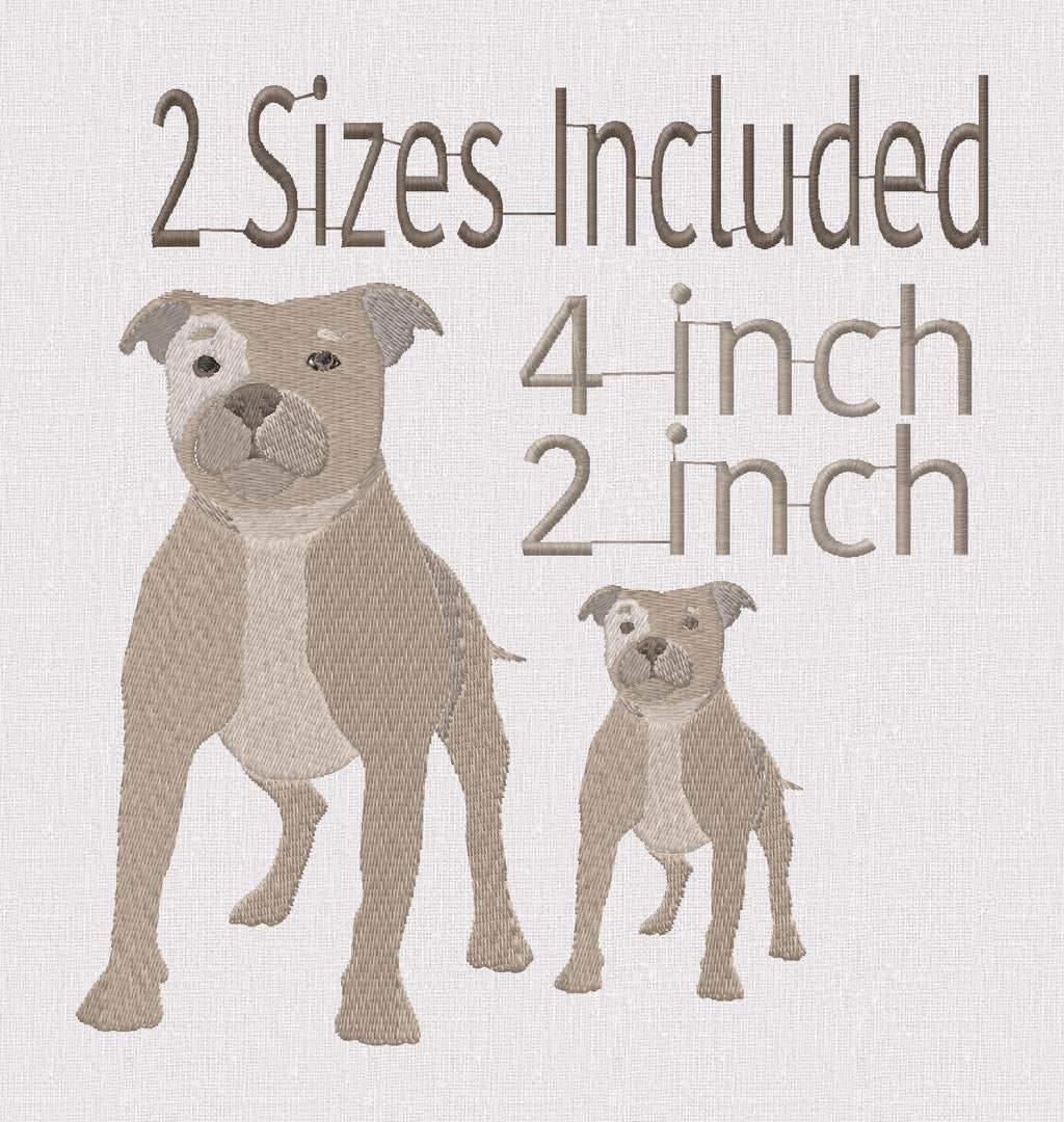 Staffordshire Bull Terrier Embroidery Design: 2 Sizes (Digital Download)