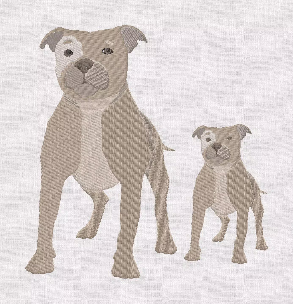 Staffordshire Bull Terrier Embroidery Design: 2 Sizes (Digital Download)