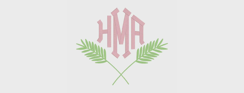 BUNDLE Diamond Embroidery .BX Monogram Font + Palms Frame