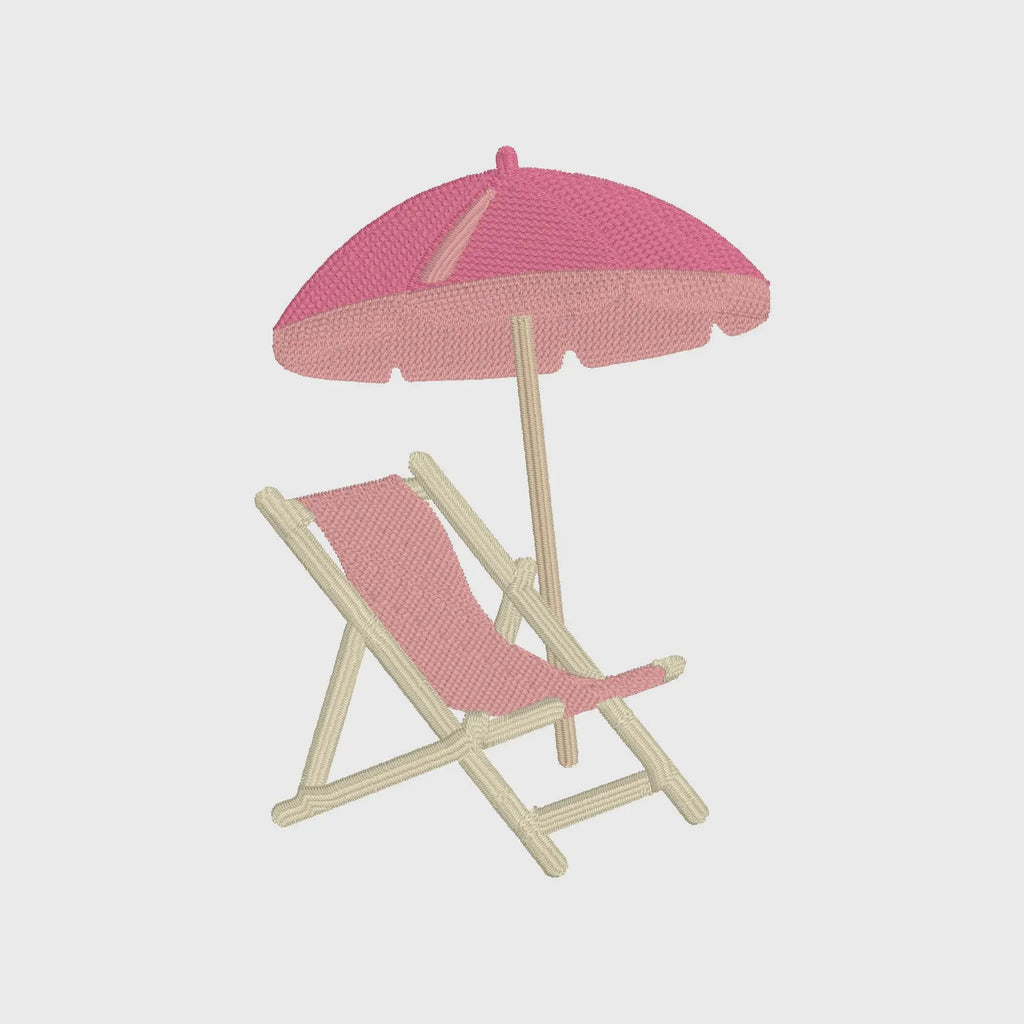 Beach Lounge Chair Embroidery Design: 9 File Formats (Digital Download)
