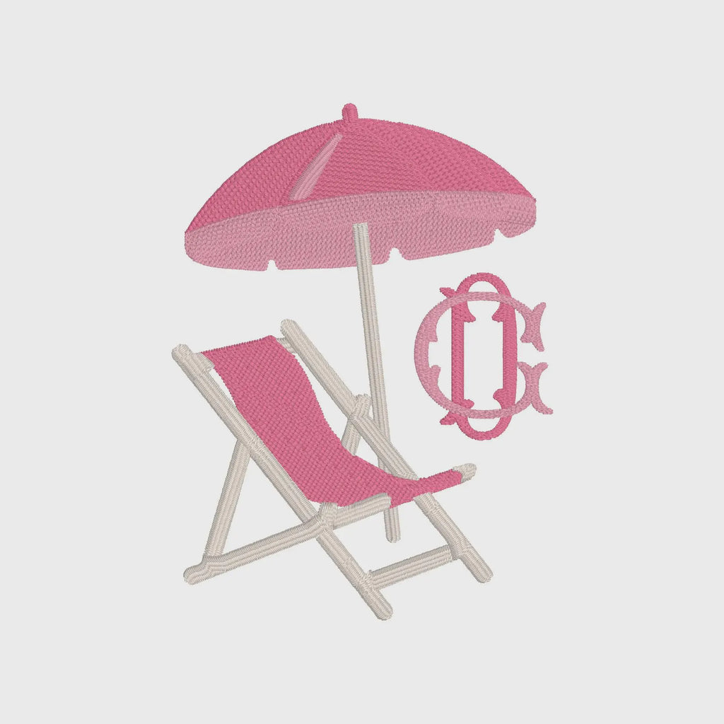 Beach Lounge Chair Embroidery Design: 9 File Formats (Digital Download)