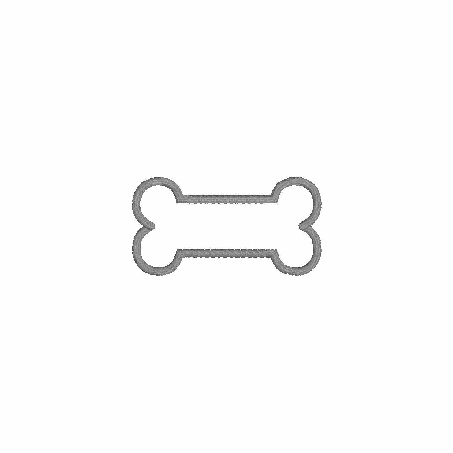 Dog Bone Appliqué Embroidery Design: 4 Sizes, 9 Formats (Instant Download)