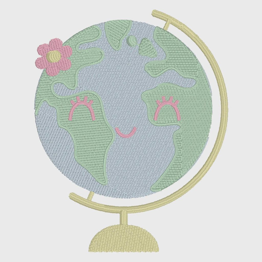 Globe Back to School Embroidery Design (3.98" x 3.17")