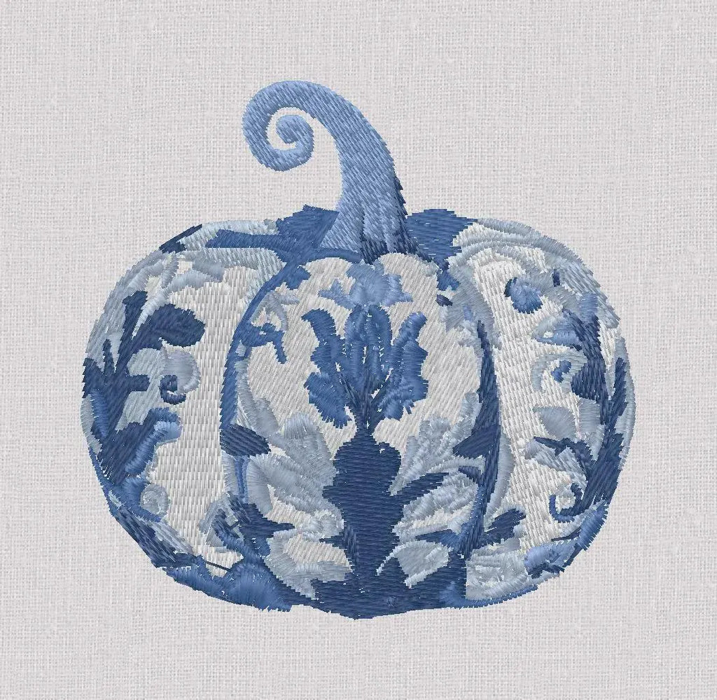 Chinoiserie Pumpkin Embroidery Design: Grandmillennial Fall Stitch (3", 10 Formats)