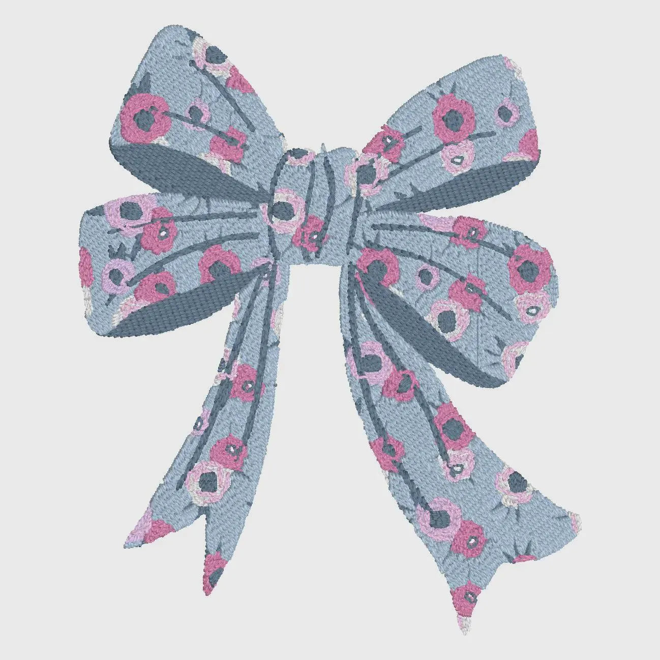 Floral Bow Embroidery Design: Dainty Flowers Stitch File (4 Inch, 10 Formats, Instant Download)