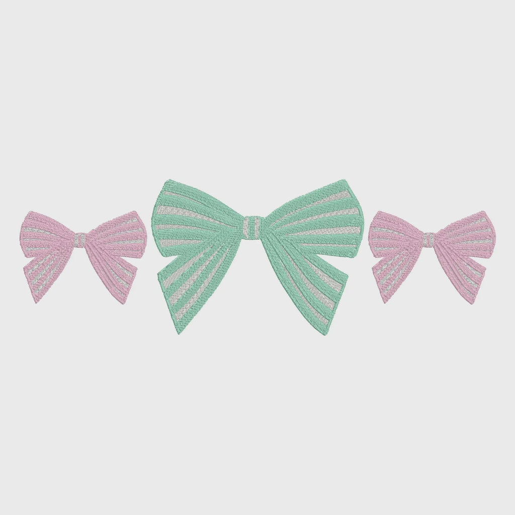 Striped Coquette Bow Embroidery Design: Preppy Stitch Files (7 & 9 inch)