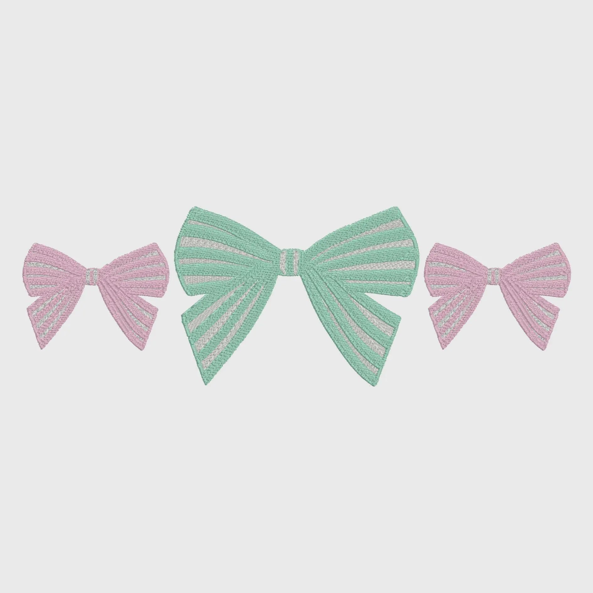 Striped Coquette Bow Embroidery Design: Preppy Stitch Files (7 & 9 inch)