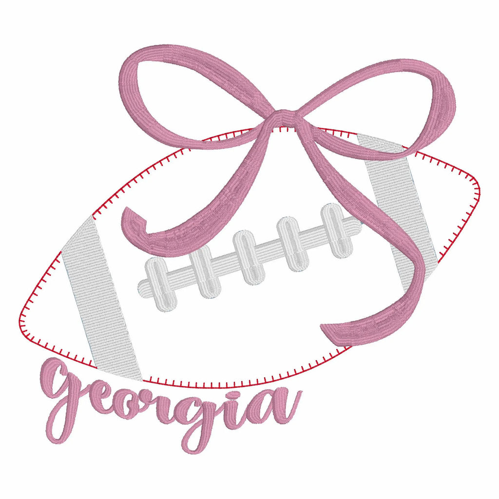 Georgia Coquette Bow Football Appliqué Embroidery File  10 Sew Stitch Formats Instant Download