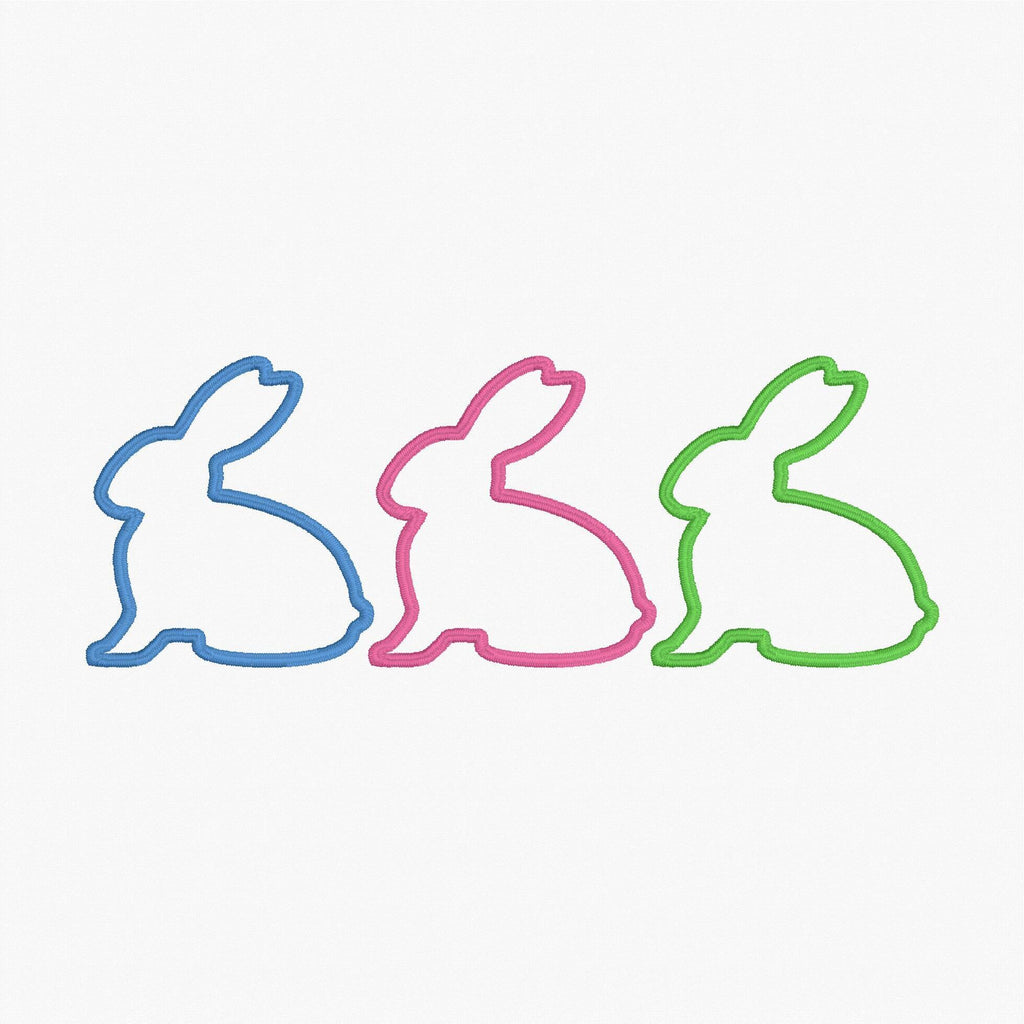 3 Easter Bunnies Appliqué Embroidery Design Download 2 Sizes 9 Sew File Formats
