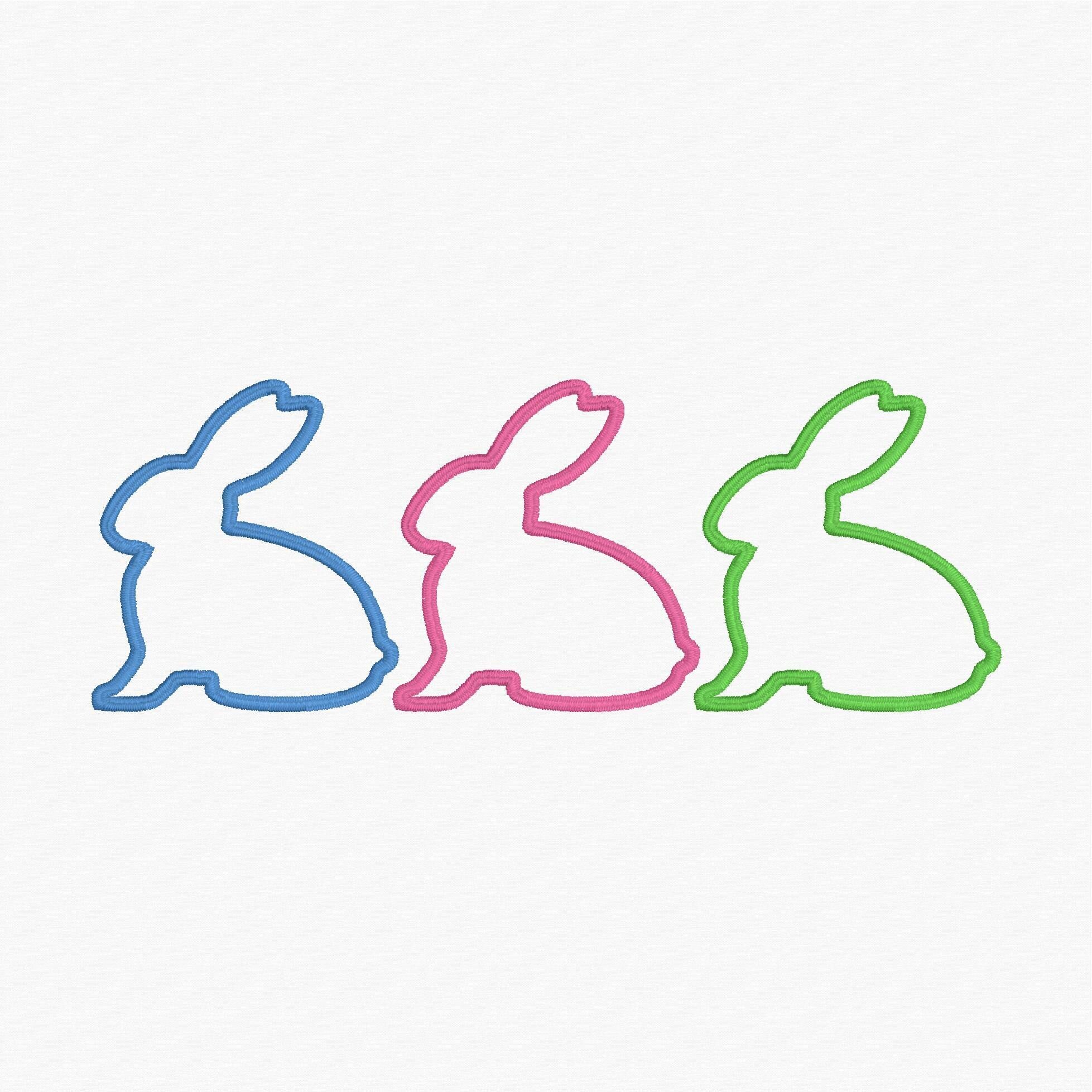 3 Easter Bunnies Appliqué Embroidery Design Download 2 Sizes 9 Sew File Formats
