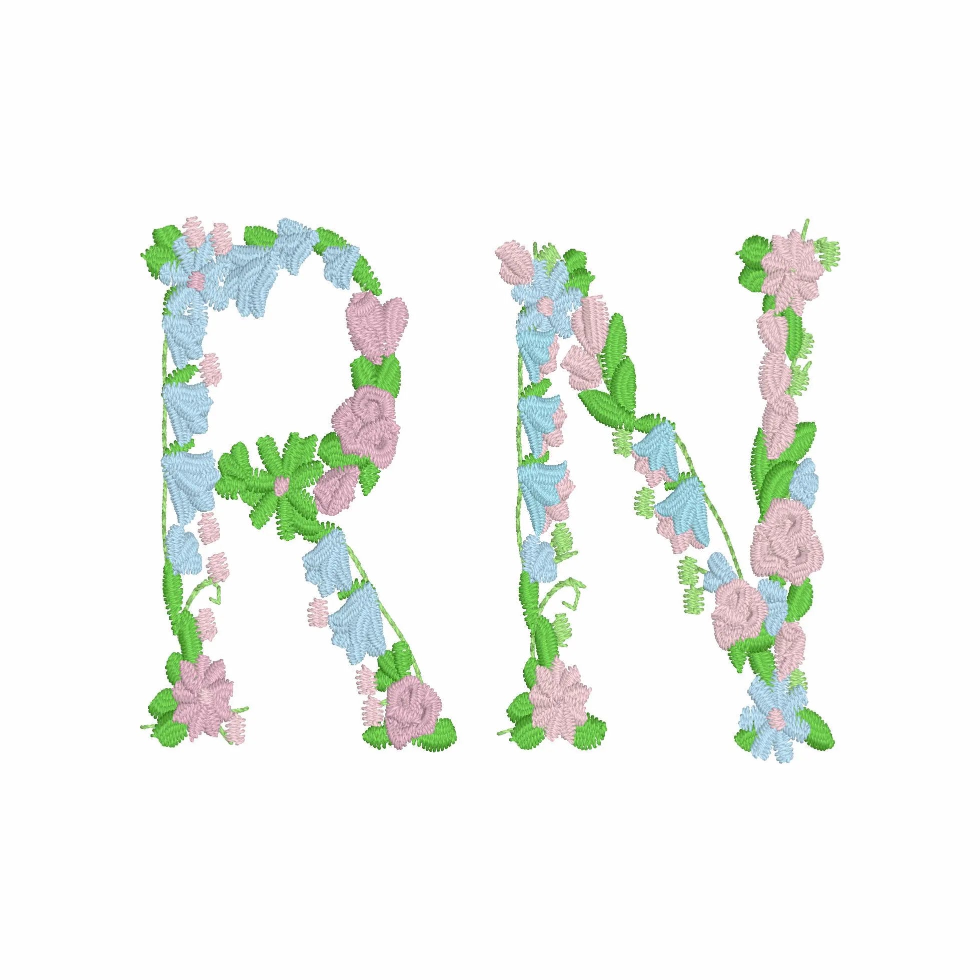 Floral Embroidery Design: 4-Color, 9 Formats (3.25 & 4 inch) - Instant Download