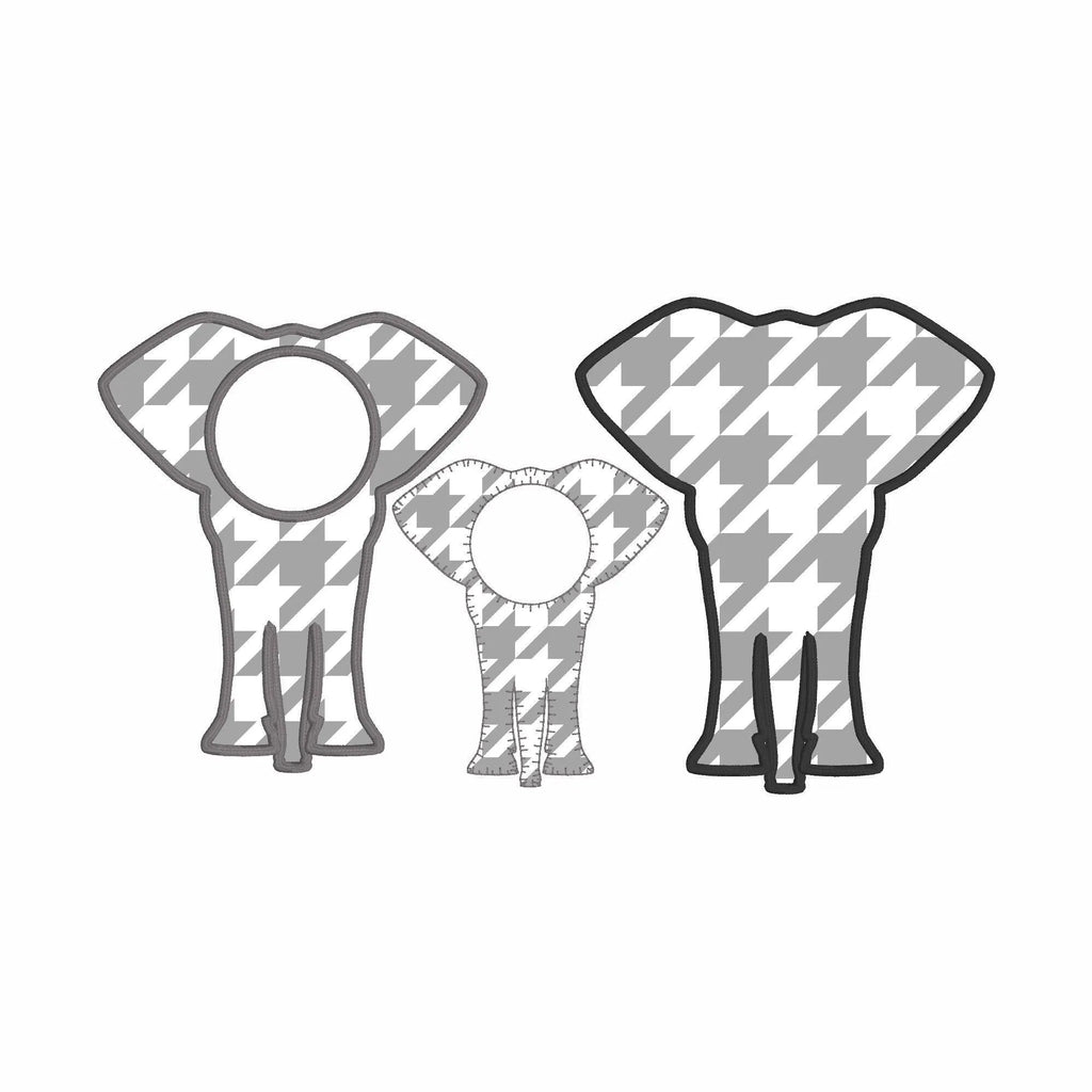 Elephant Applique Embroidery Files: Monogram Frame, 3 Sizes
