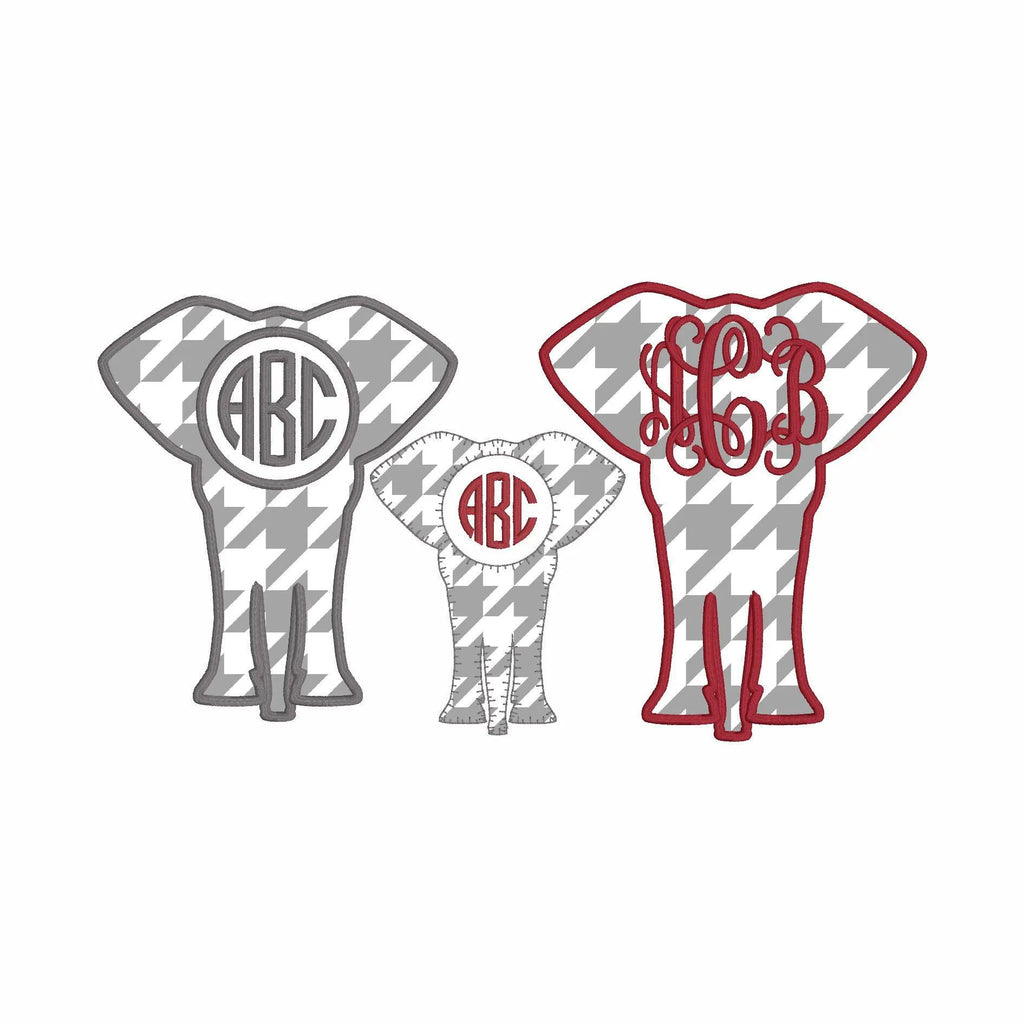 Elephant Applique Embroidery Files: Monogram Frame, 3 Sizes