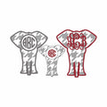 Elephant Applique Embroidery Files: Monogram Frame, 3 Sizes